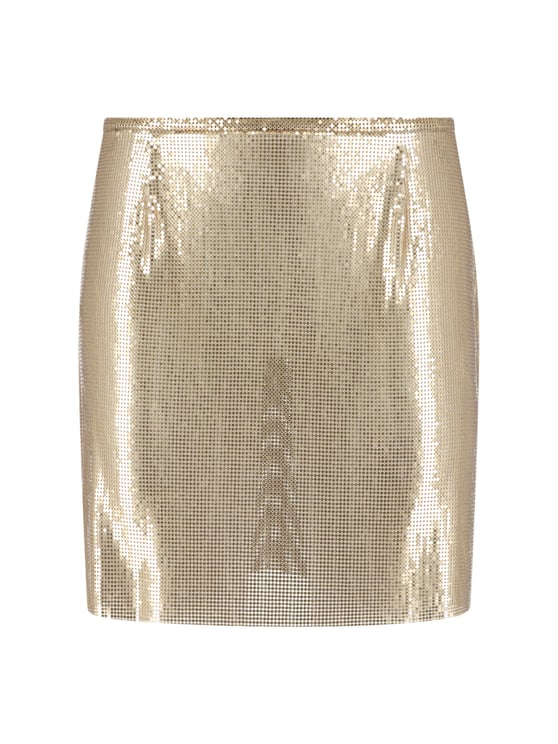 Rabanne Metallic Gold Mesh Mini Skirt