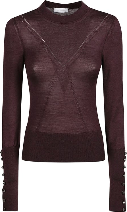 Rabanne Round Neck Long Sleeve Sweater Pink