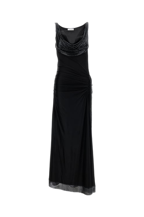 Rabanne Fluid Jersey Maxi Dress with Cowl Neckline and Sequin Detail