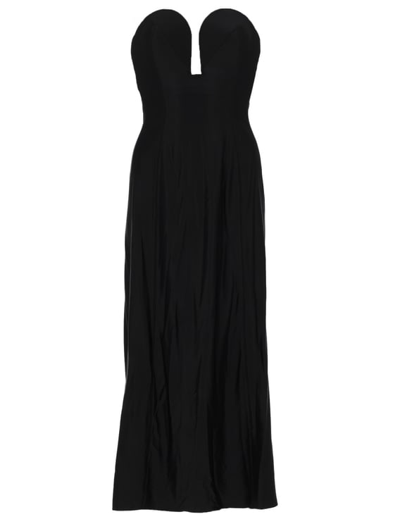 Rabanne Black Fitted Strapless Midi Dress