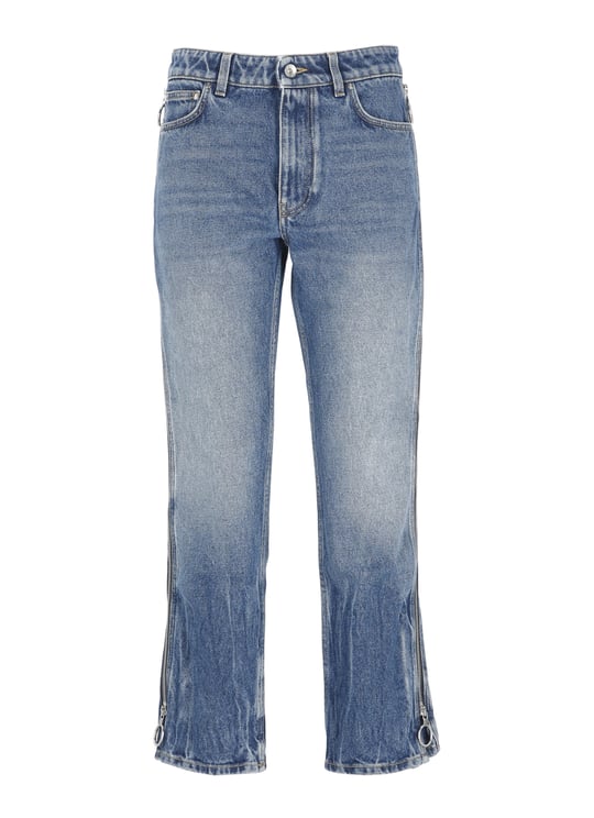 Rabanne Blue Cotton Side-Zip Jeans