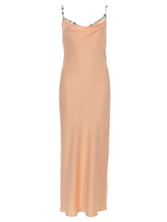 Rabanne Neutrals Cowl Neckline Chain Straps Midi Dress