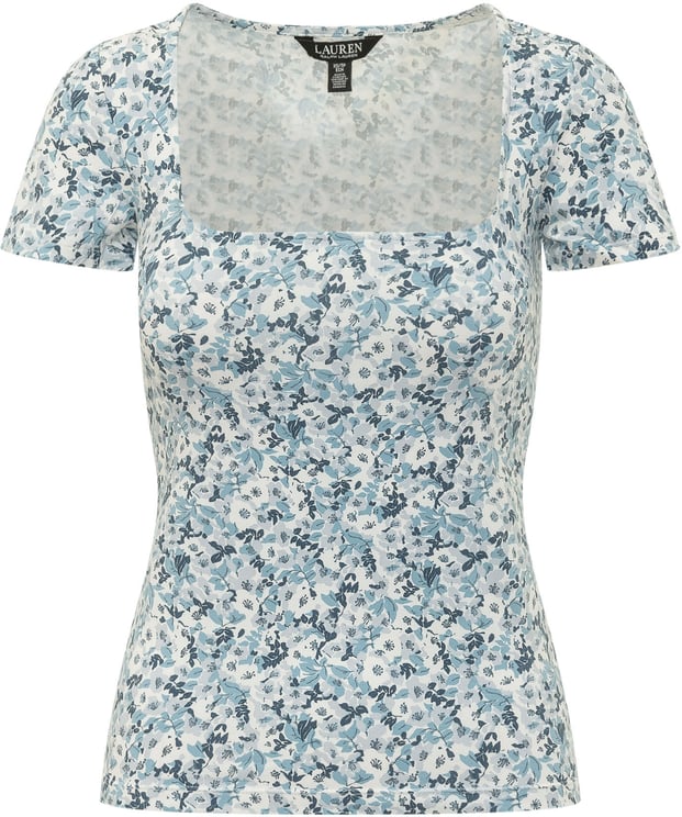Ralph Lauren Top a Maniche Corte con Scollo Quadrato