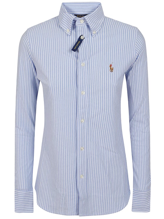Ralph Lauren Long Sleeve Striped Knit Polo with Point Collar
