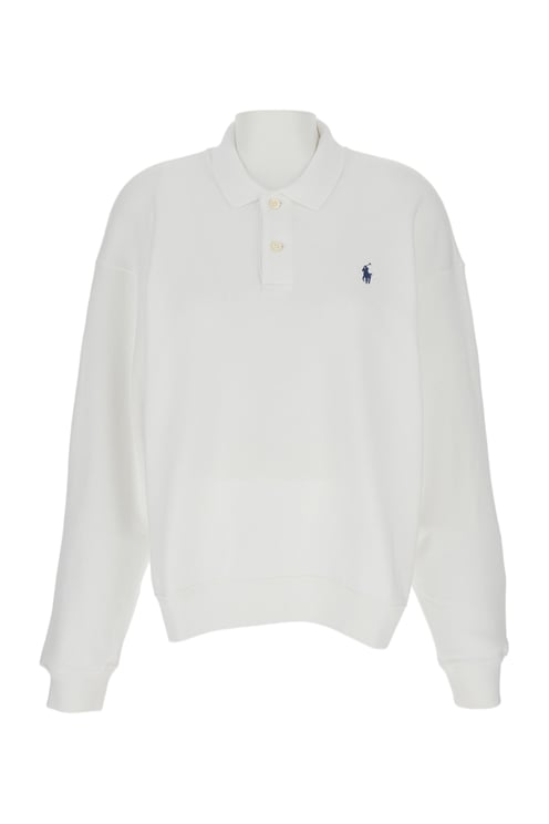 Ralph Lauren White Relaxed Fit Polo Sweater