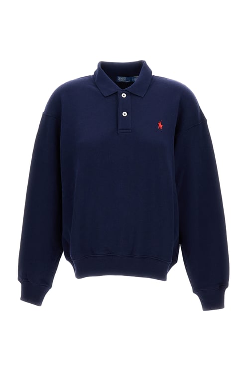 Ralph Lauren Blue Embroidered Polo Neck Sweater
