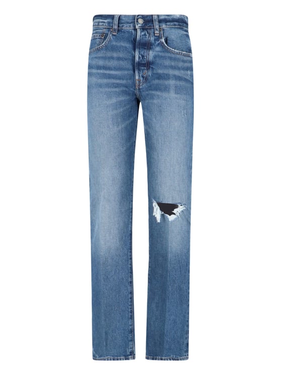 Ralph Lauren Blue High-Waisted Distressed Denim Jeans