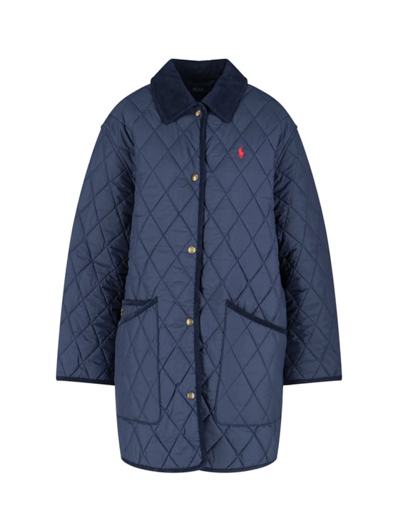 Ralph Lauren Blue Quilted Velvet Collar Recycled Jacket