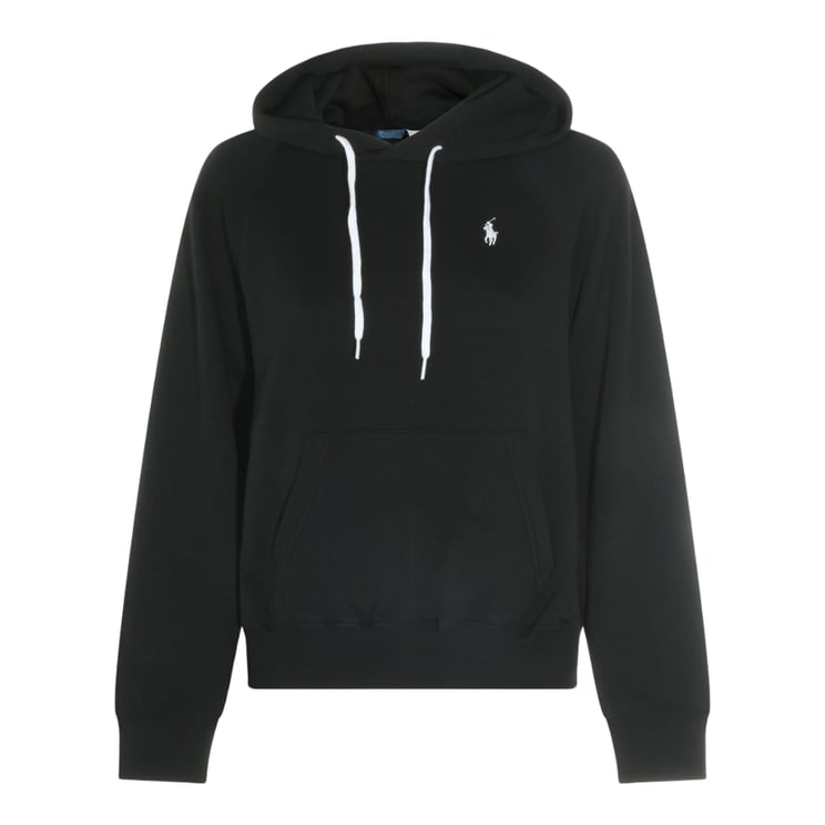 Ralph Lauren Classic Black Hoodie With Embroidered Logo And Ribbed Details