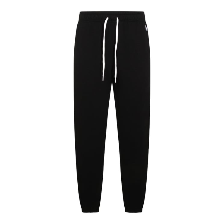 Ralph Lauren Tapered Black Trousers With Elastic Waistband And Ribbed Cuffs