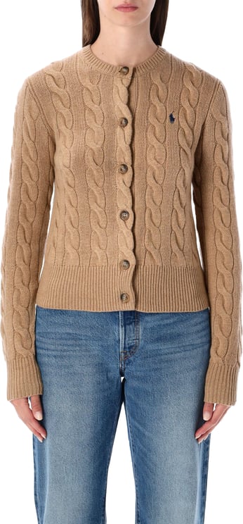 Ralph Lauren Classic Cardigan Cable Collection Camel