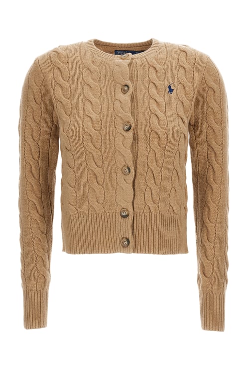 Ralph Lauren Cropped Cable Knit Cardigan in Soft Wool and Cashmere Blend