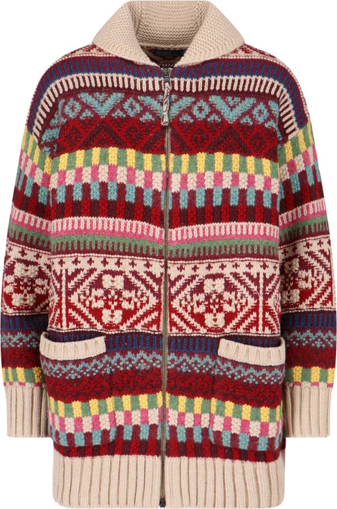 Ralph Lauren Multicolor Geometric Knit Zip Cardigan