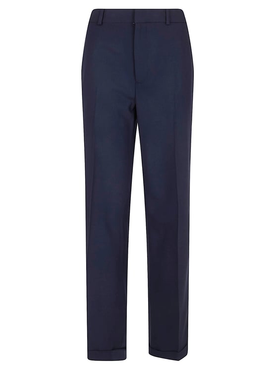 Ralph Lauren Wool Blend Straight Leg Trousers with Defined Pleats