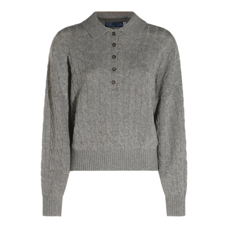 Ralph Lauren Knitted Long-Sleeve Polo Shirt With Cable Knit Pattern