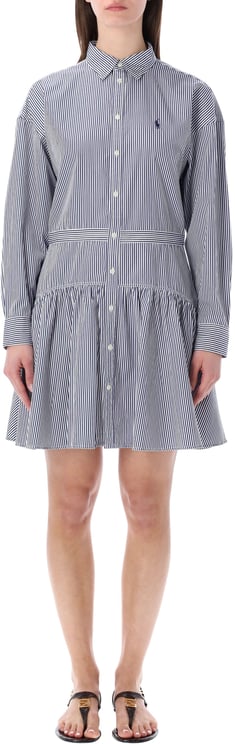 Ralph Lauren Long Sleeve Short Dress Royal Blue White Stripes