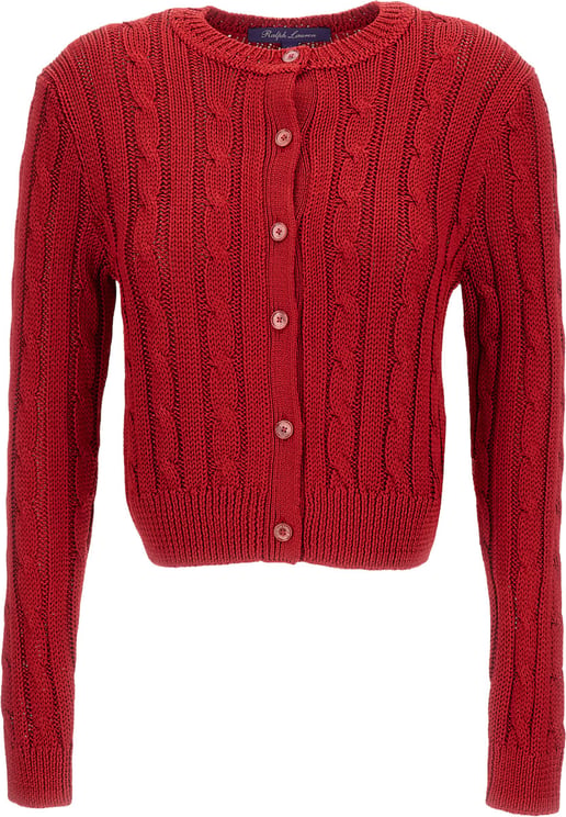 Ralph Lauren Red Silk Crew Neck Cardigan
