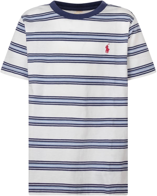 Ralph Lauren T-shirt a Righe con Logo Ricamato