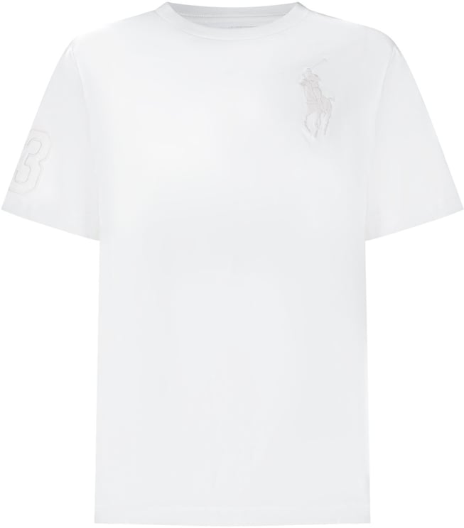 Ralph Lauren T-shirt Bambino in Cotone con Maxi Logo Tone-on-Tone