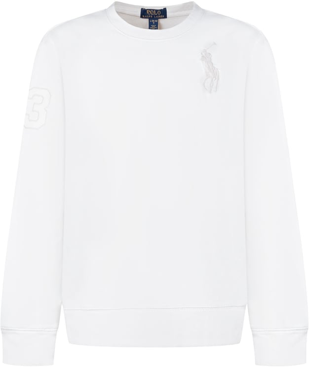 Ralph Lauren Felpa Bambino in Cotone con Maxi Logo Tone-on-Tone