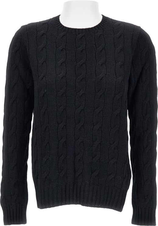 Ralph Lauren Cable-Knit Cashmere Pullover Sweater With Classic Crewneck