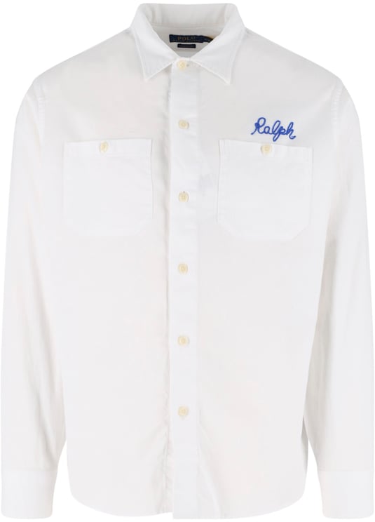 Ralph Lauren White Graphic Back Button-Down Shirt