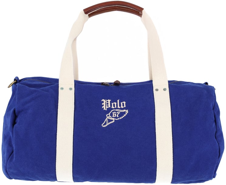 Ralph Lauren Blue Embroidered Logo Cylindrical Bag