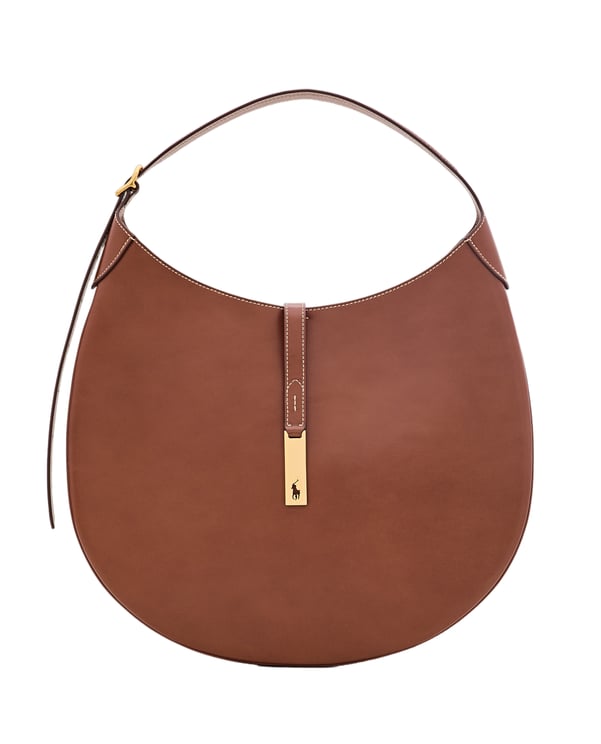 Ralph Lauren Brown Leather Large Hobo Bag
