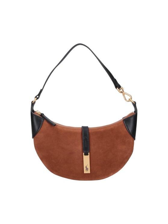 Ralph Lauren Crescent-Shaped Brown Calf Suede Shoulder Bag