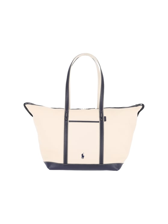Ralph Lauren Beige Logo Cotton-Blend Tote Bag
