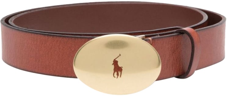 Ralph Lauren Pony Logo Oval Buckle Leather Belt
