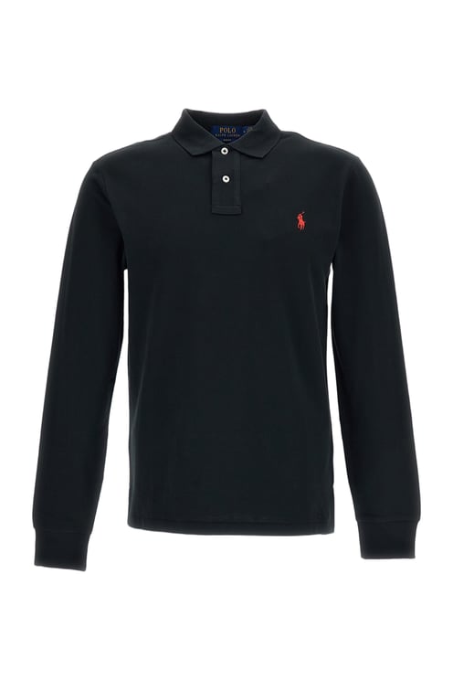 Ralph Lauren Black Long Sleeved Cotton Polo Shirt