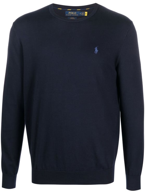 Ralph Lauren Dark Navy Sweater Crew Neck Cotton Sweater