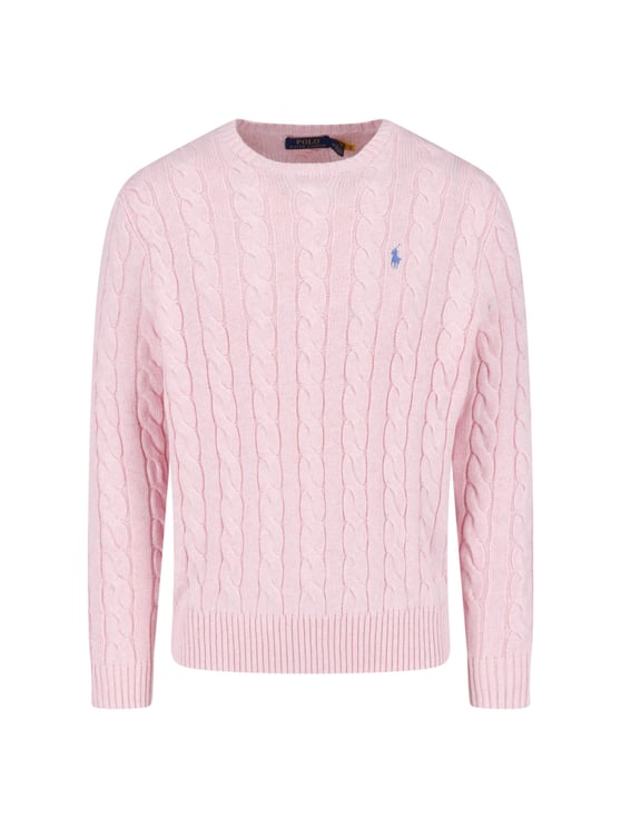 Ralph Lauren Pink Cable Knit Crewneck Cotton Sweater
