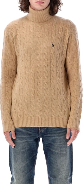 Ralph Lauren Cable Knit High Neck Marrone