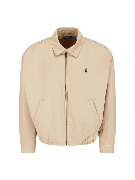 Ralph Lauren Neutral Cropped Zip Front Casual Jacket