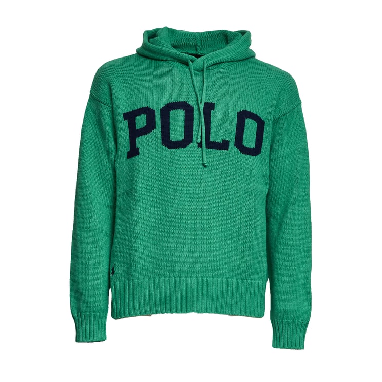 Ralph Lauren Polo Intarsia Cotton Hooded Sweater