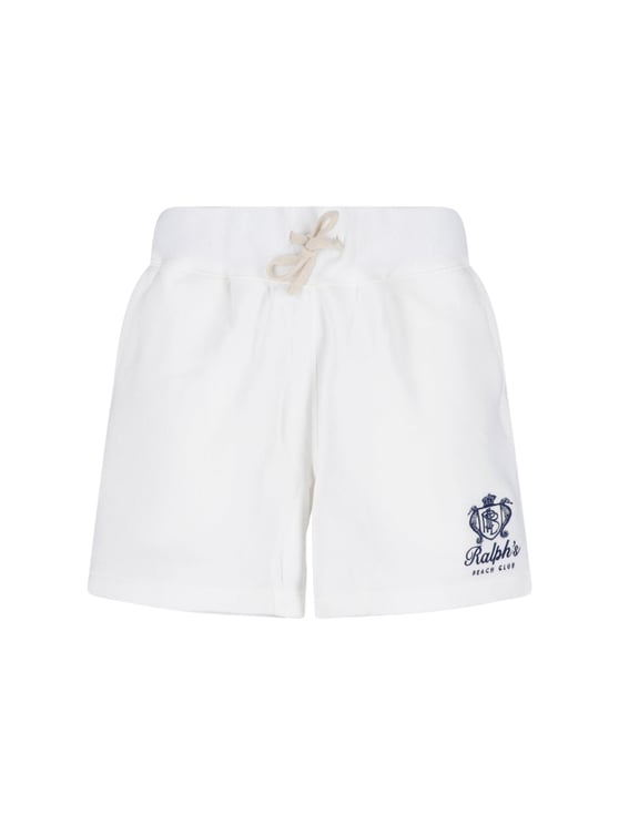 Ralph Lauren White Minimalist Drawstring Logo Shorts