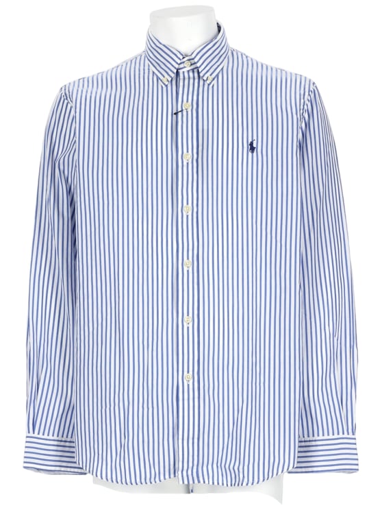 Ralph Lauren Blue Striped Cotton Button-Up Shirt