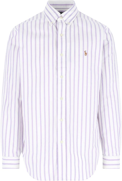 Ralph Lauren White/Purple Striped Button-Down Shirt