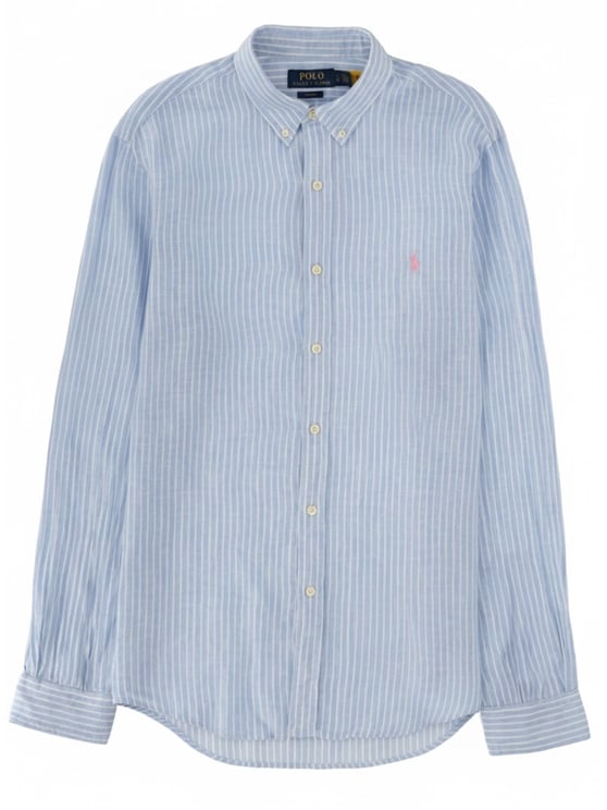 Ralph Lauren Light Blue Vertical Stripes Linen Shirt