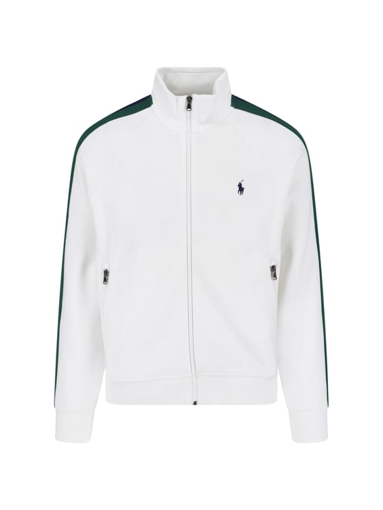 Ralph Lauren White Zip-Up Cotton Blend Sweatshirt
