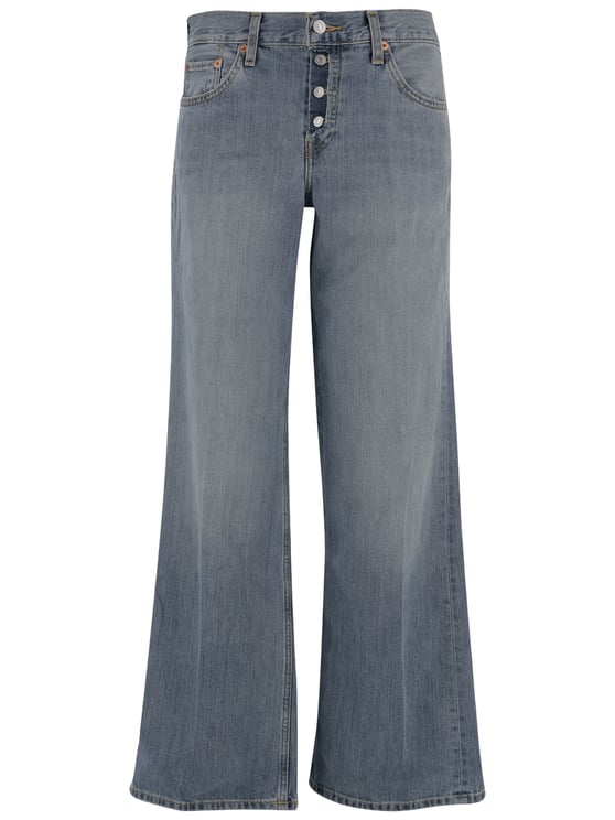 Re-Done Wide-Leg Cotton Denim Jeans with Washed Finish