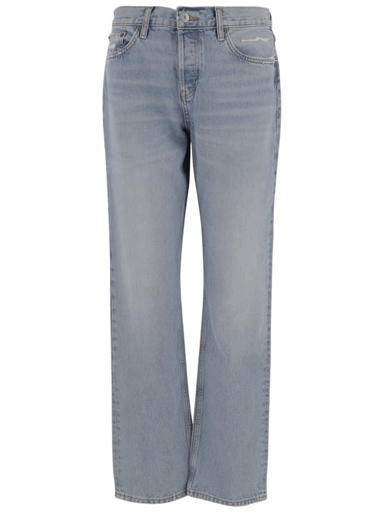 Re-Done Light Blue Washed Denim Jeans With Classic Five-Pocket Design