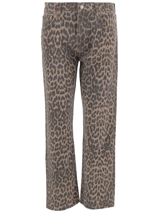 Re-Done Cropped Straight-Leg Jeans With Animal Print And Belt Loops