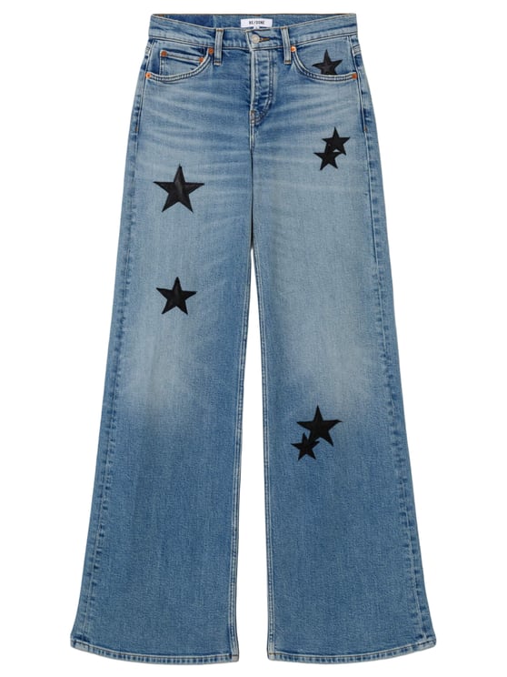 Re-Done Stretch Cotton Blend Wide-Leg Jeans