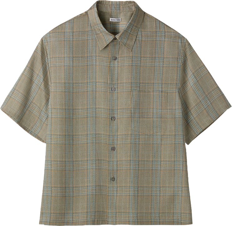 Recto Camicia 70S Vintage Check Beige Khaki