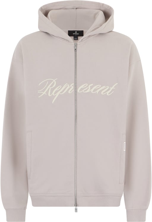 Represent Hooded Script Logo Zip Sweatshirt