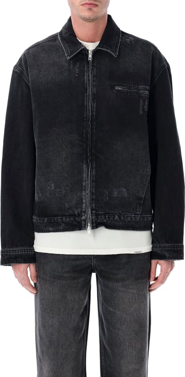 Represent Collared Denim Jacket Aged Black