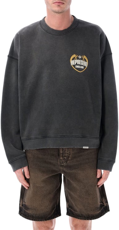 Represent Angel Border Sweatshirt Stained Black